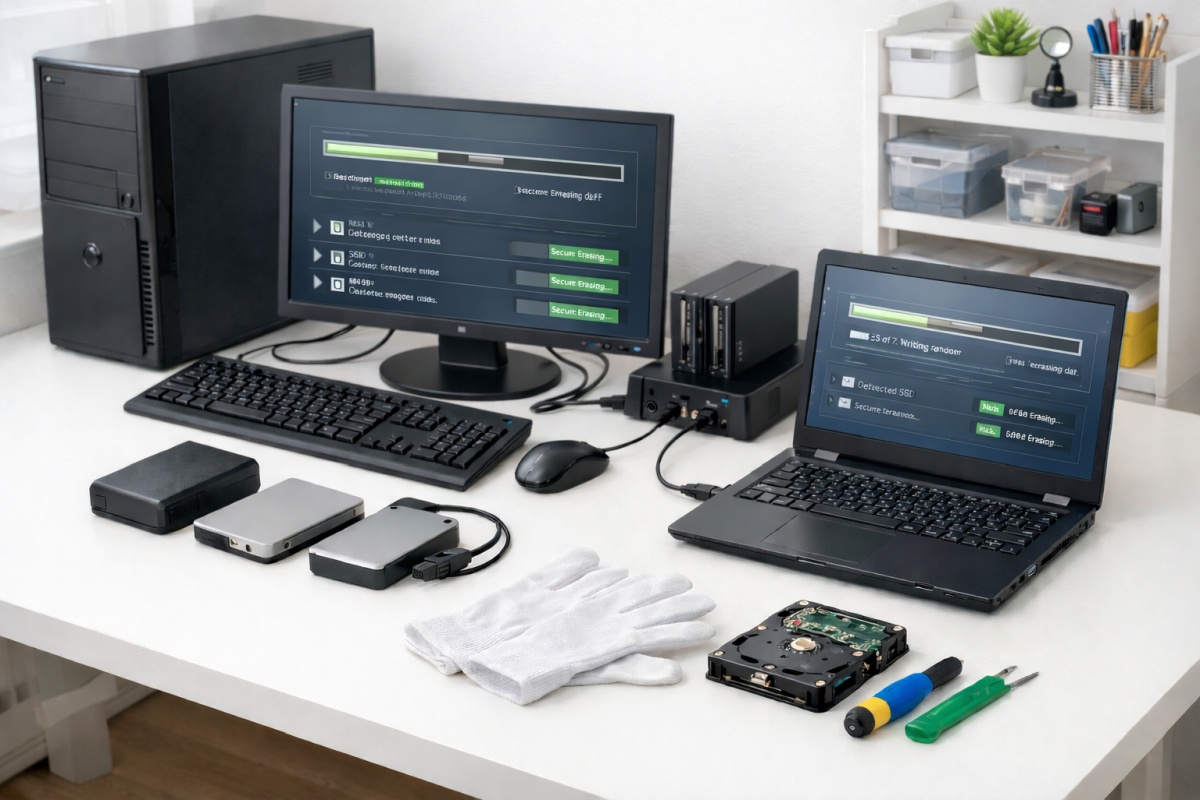 店舗内でのパソコン回収・作業イメージ